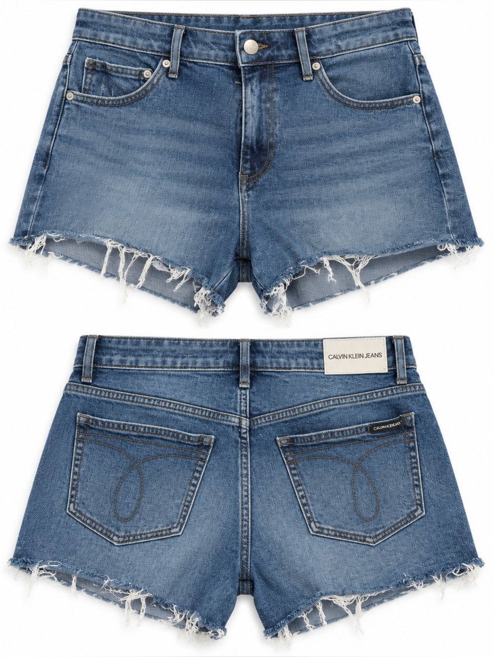 Calvin Klein Jeans W30 Distressed Raw Hem Denim Shorts Blue